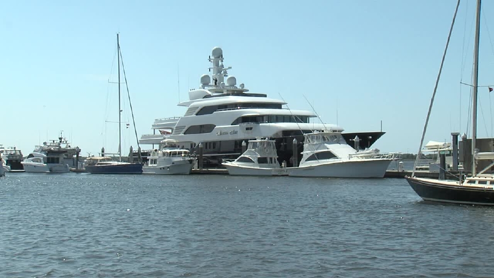230foot megayacht docks at Charleston marina WCIV