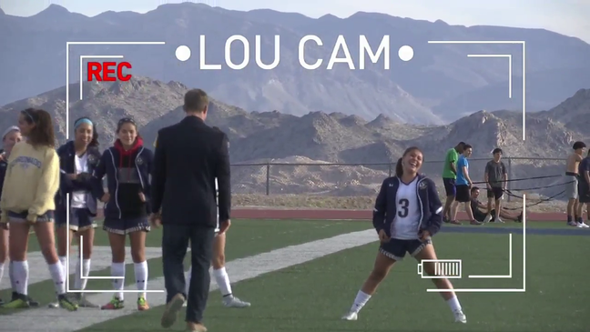LOU CAM:  girls soccer players challenge Eric to a race