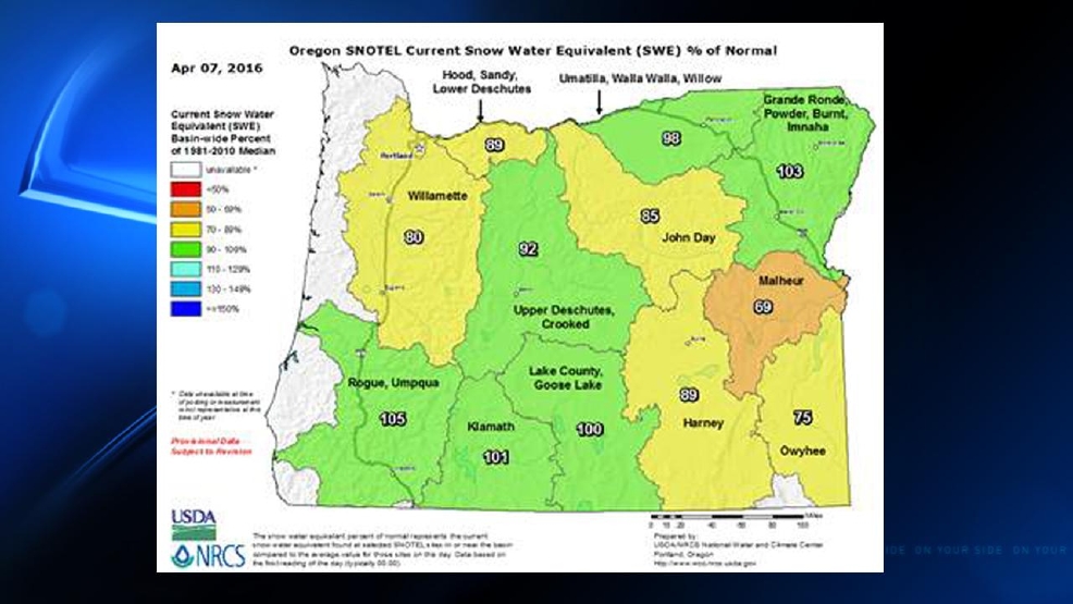 Cold start to March helps get Oregon snowpack to nearnormal levels KVAL