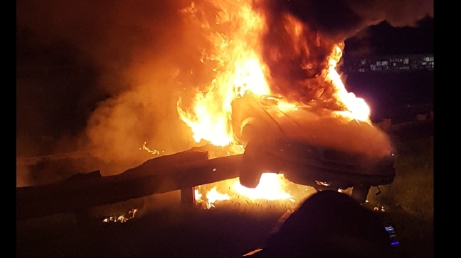 Car bursts into flames after being chased by police