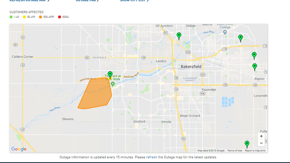 Power outage hits west Bakersfield KBAK