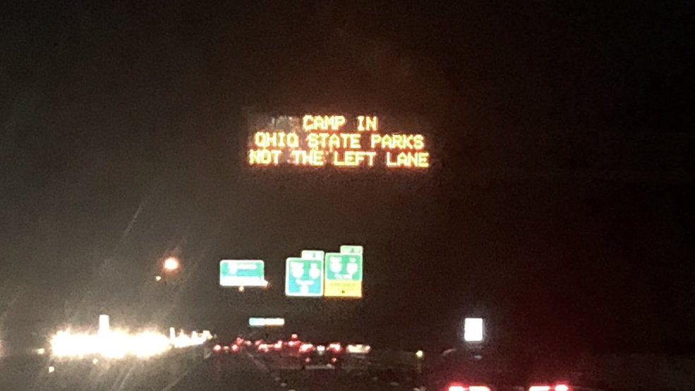 ODOT signs encourage drivers to "Camp in Ohio state parks ...