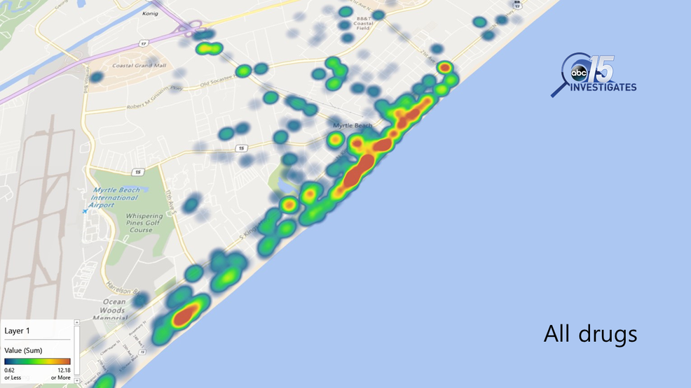 We tracked 100 days of drugs in Myrtle Beach. Here are the hot spots