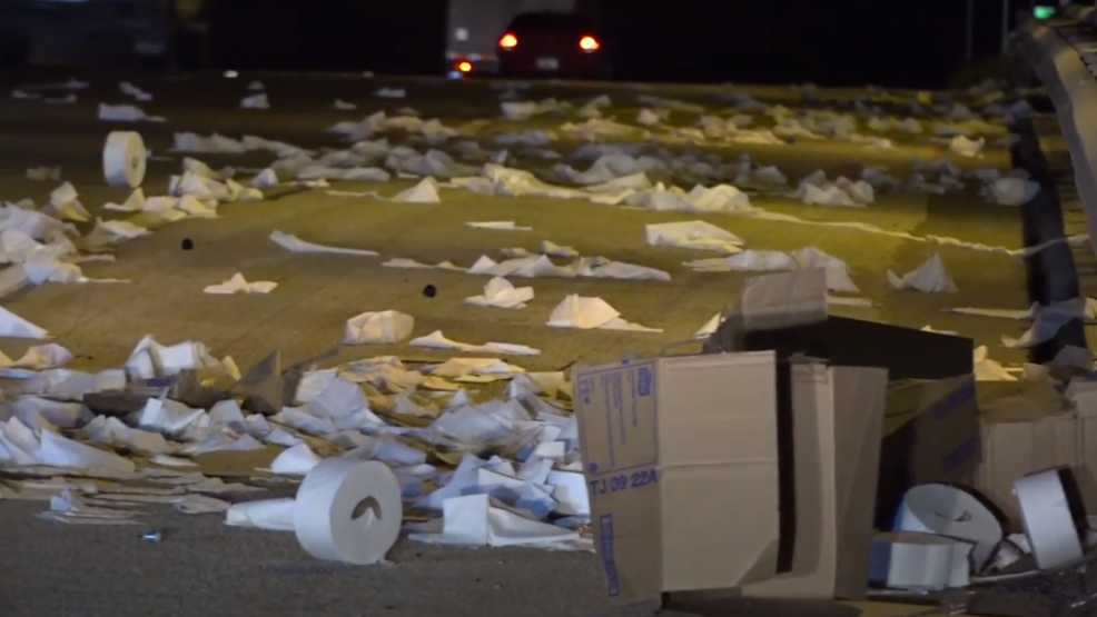 Big Rig Hauling Trailer Full Of Toilet Paper Bound For San Antonio Crashes Catches Fire Kabb